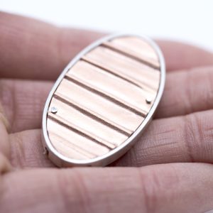 Copper Set in Fine Silver Oval Brooch 202501 (Yi Wang)