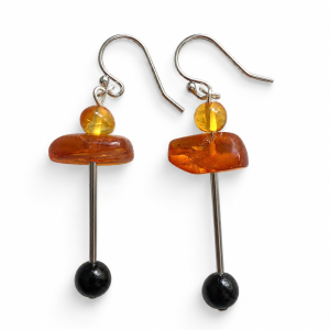 Sterling Silver Baltic Amber Dangle Earrings (Tetyana Lypka)