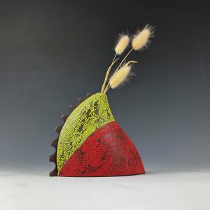 Vase with red and green crawls (Darlene Pratt)
