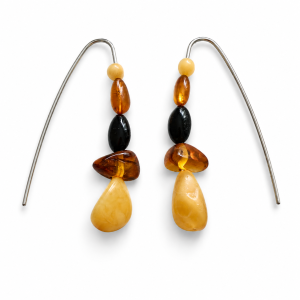 Elegant sterling silver earrings with natural Amber beads in various colors (Tetyana Lypka)