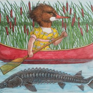 Common Merganser and Sturgeon (Stephanie Hill)