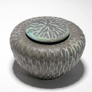 Carved Tea Caddy in Smoky Turqouise Glaze (Sheryl Ebon Martinez)