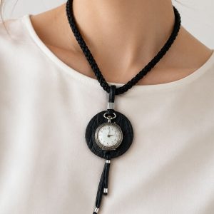 Unusual romantic necklace with antique European sterling silver lady's pocket watch (Tetyana Lypka)