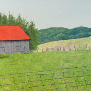 Grange au toit rouge dans un champ de verdure (Arundel, QC) (Julie Desmarais)